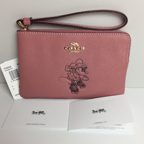 Coach Minnie Mouse Corner Zip Wristlet - Picture 2 of 8